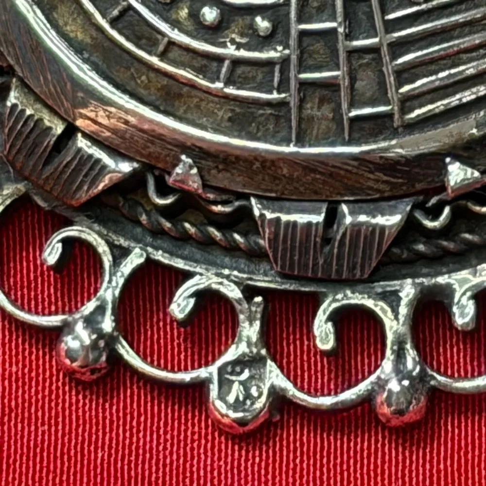 Vintage Silver Egyptian Revival Pin Brooch Pendant Filigree Nefertiti 2” 9g